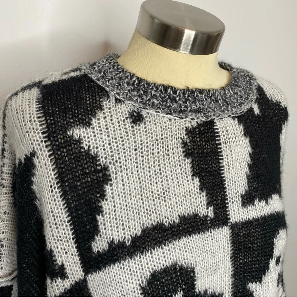 Fantastic Fawn Black White Ghost Checkered Sweater